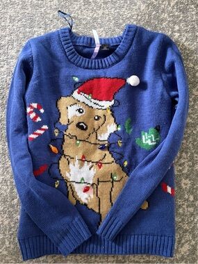 Blue Holiday Dog Sweater